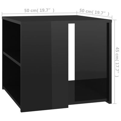 vidaXL sidebord 50x50x45 cm konstrueret træ sort højglans