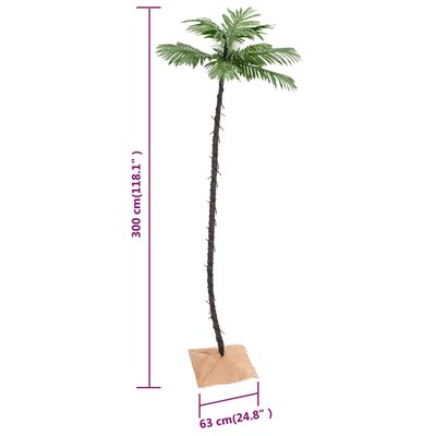 vidaXL LED-palmetræ 300 cm 192 LED'er varmt hvidt lys hvid