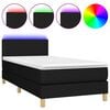 vidaXL kontinentalseng med LED-lys 90x190 cm stof sort