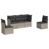 vidaXL sofas&aelig;t 5 dele med hynder polyrattan lysegr&aring;