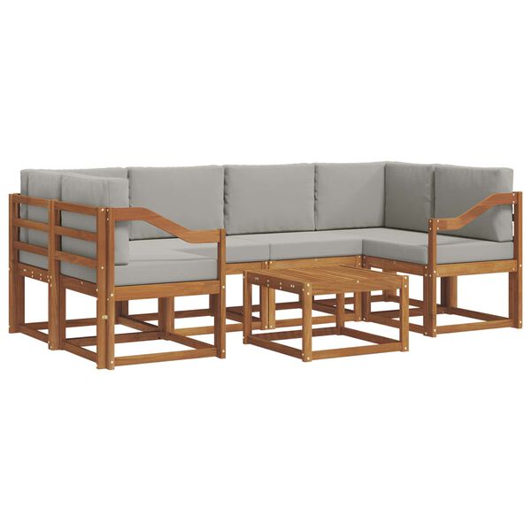 vidaXL Udend&oslash;rs sofagruppe med pude 7 pcs Naturlig og Lys Gr&aring;