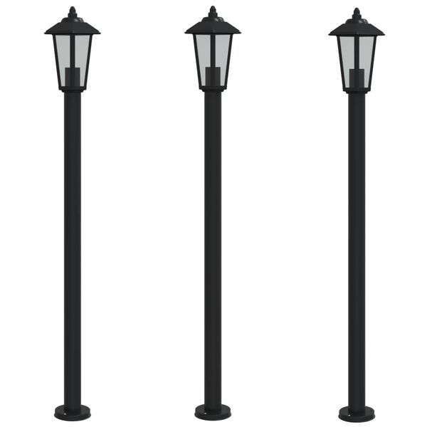 vidaXL udendørs standerlamper 3 stk. 120 cm rustfrit stål sort