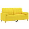 vidaXL 2-personers sofa med pyntepuder 140 cm stof lysegul