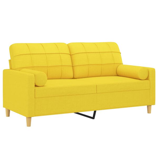 vidaXL 2-personers sofa med pyntepuder 140 cm stof lysegul