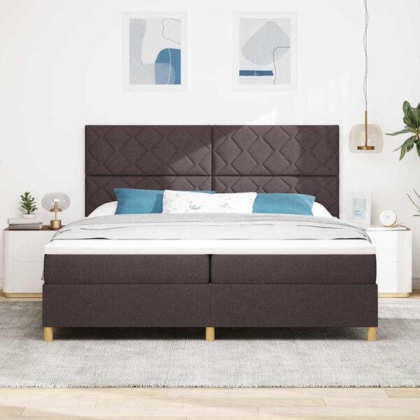 vidaXL Box spring seng med madras M&oslash;rk Brun 200 x 200 cm Stof