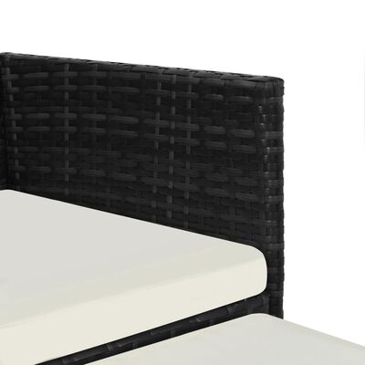 vidaXL 2-personers havesofa med bord og skamler polyrattan sort