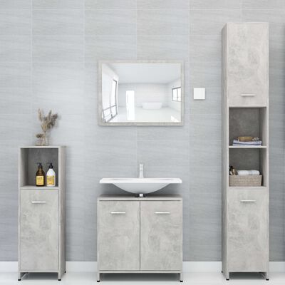 vidaXL badeværelsesmøbelsæt 3 dele spånplade betongrå