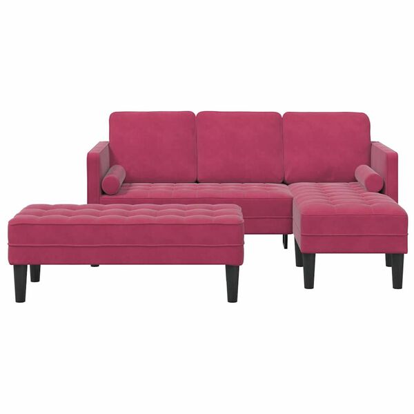 vidaXL Sofa S&aelig;t med pude 2 pcs Vinr&oslash;d Polyester