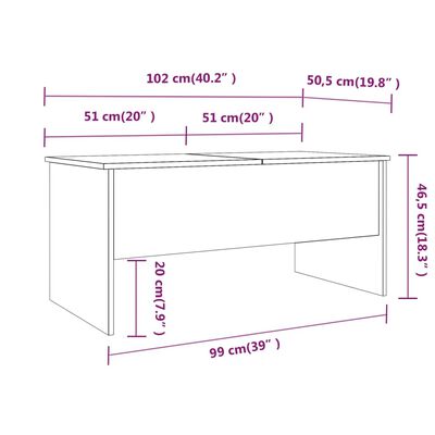 vidaXL sofabord 102x50,5x46,5 cm konstrueret træ sort