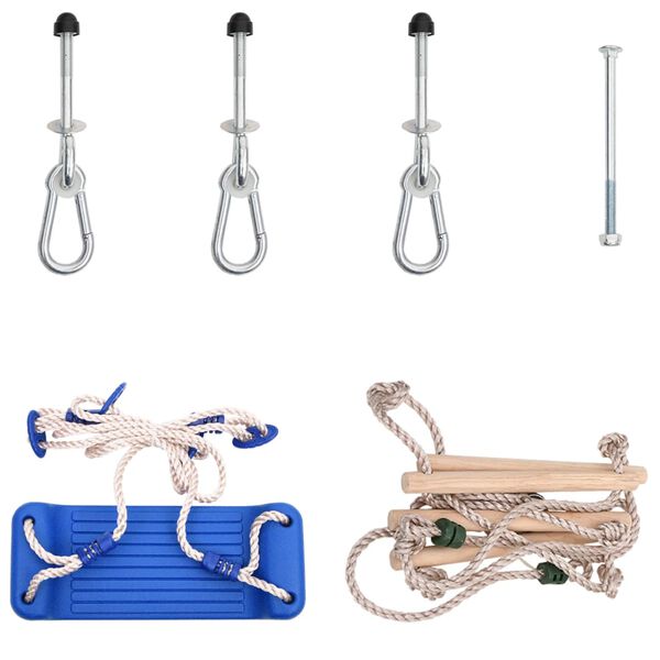 vidaXL gynge med rebstige og klatresten PE blå