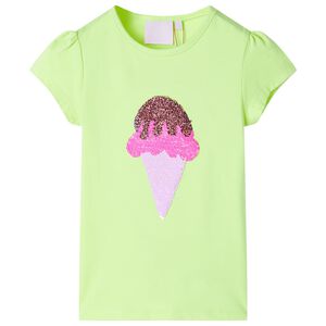 T-shirt til b&oslash;rn str. 116 neongul