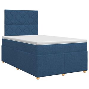 vidaXL Boxmadras med topmadras med hovedg&aelig;rde Bl&aring; 120 x 200 cm Stof