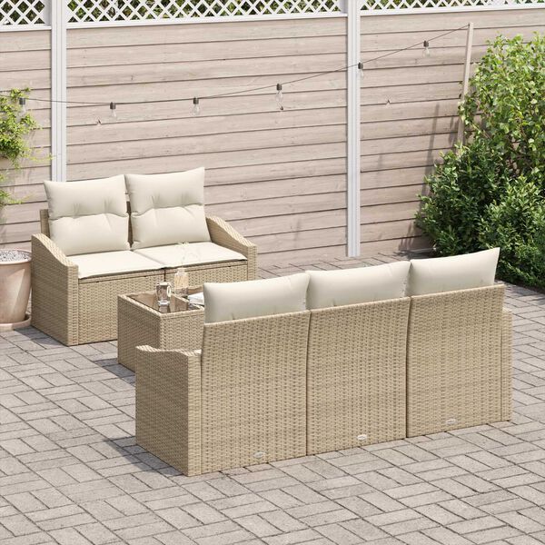 vidaXL Sofa Sæt med pude 6 pcs Beige og creme polyrattan