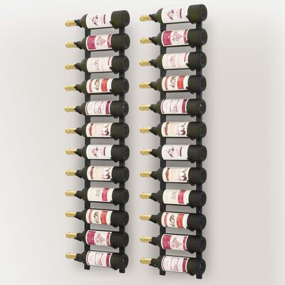 vidaXL vægmonteret vinreoler til 12 vinflasker 2 stk. sort jern