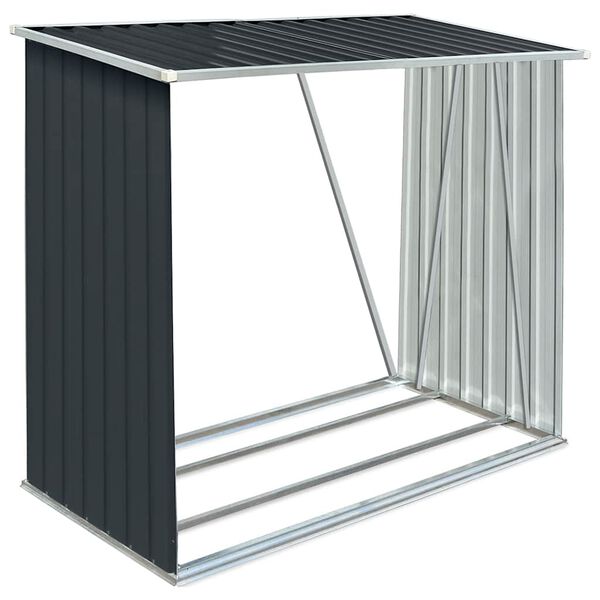 vidaXL brændeskur til haven 163x83x154 cm galvaniseret stål antracitgrå