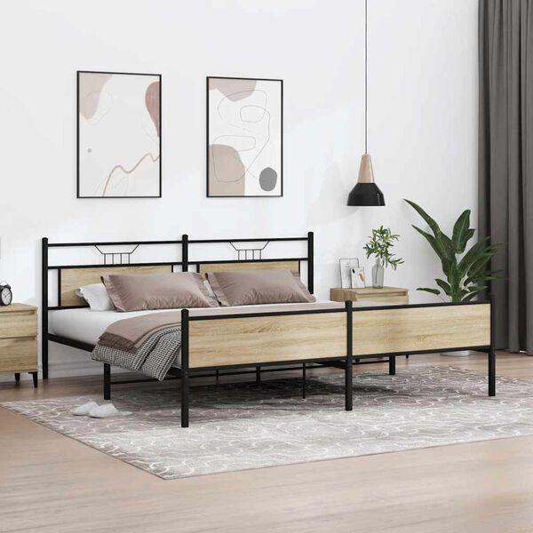 vidaXL sengeramme uden madras 193x203 cm metal sonoma-eg