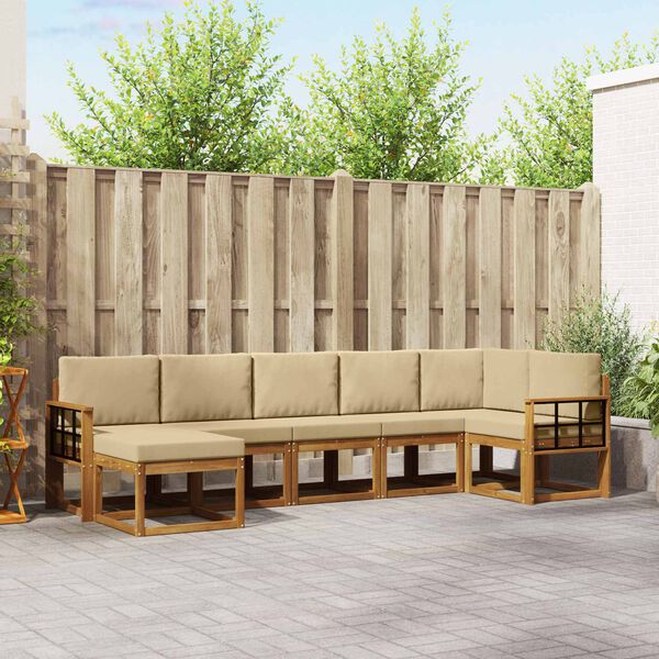 vidaXL Udend&oslash;rs sofagruppe med pude 7 pcs Naturlig og Beige