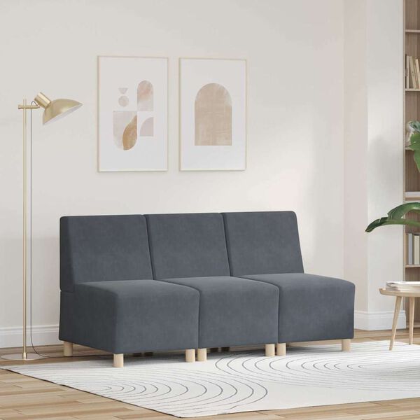 vidaXL Modulsofa enhed uden arme 3 pcs M&oslash;rkegr&aring; 55 x 74 x 82 cm Fl&oslash;jl