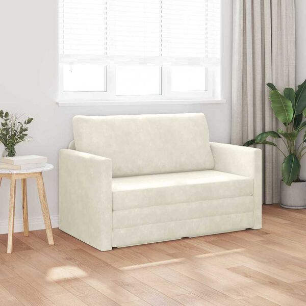 vidaXL Sovesofa Creme 124 x 204 x 61 cm Fløjl