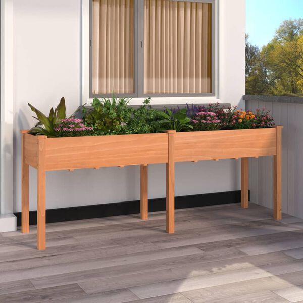 vidaXL plantekasse med foring 203x53x76 cm massivt fyrretr&aelig; brun