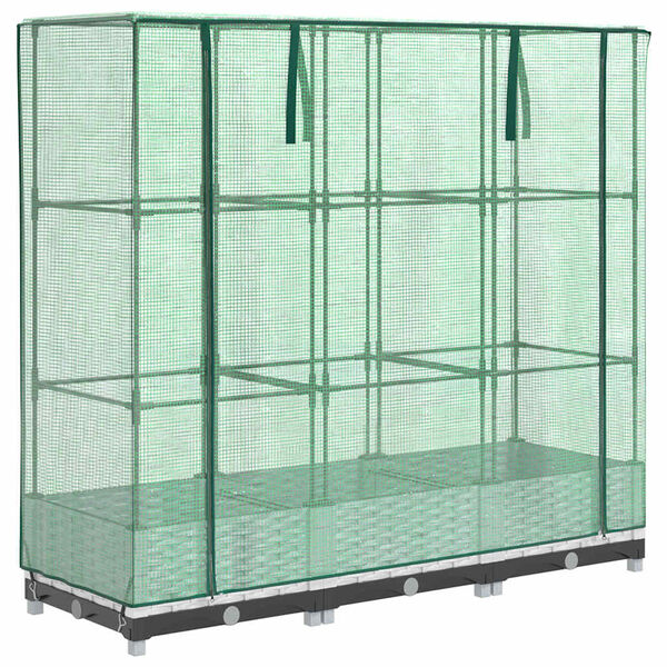 vidaXL h&oslash;jbed med drivhusovertr&aelig;k 120x40x123 cm rattan-look