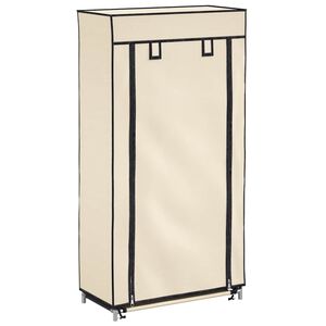 vidaXL skoskab med overtr&aelig;k 58x28x106 cm stof cremefarvet