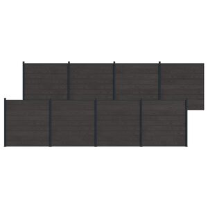 vidaXL Hegnss&aelig;t 8 pcs 1391 x 186 cm WPC og Aluminium Sort