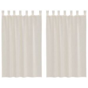 vidaXL voile-gardiner med fane i toppen 2 stk. cremefarvet