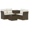 vidaXL Sofa S&aelig;t 6 stk. Brun og Creme Hvid Poly Rattan og St&aring;l