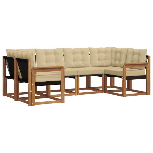 vidaXL Udend&oslash;rs sofagruppe med pude 6 pcs Naturlig og Beige