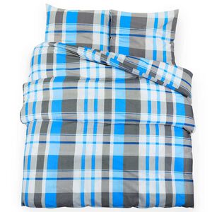 vidaXL senget&oslash;j 200x220 cm bomuld bl&aring; og gr&aring;