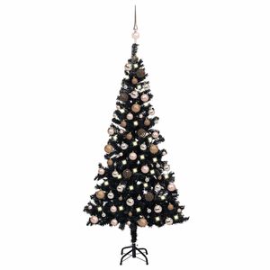 vidaXL kunstigt juletr&aelig; med lys og kugles&aelig;t 120 cm PVC sort