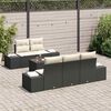 vidaXL Havesofa Sæt med pude 6 pcs Sort polyrattan