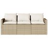 vidaXL 3-personers havesofa med hynder polyrattan beige