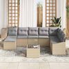 vidaXL Sofa S&aelig;t med pude 9 pcs Beige polyrattan