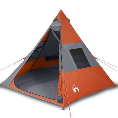 vidaXL 7-personers campingtelt vandtæt grå og orange