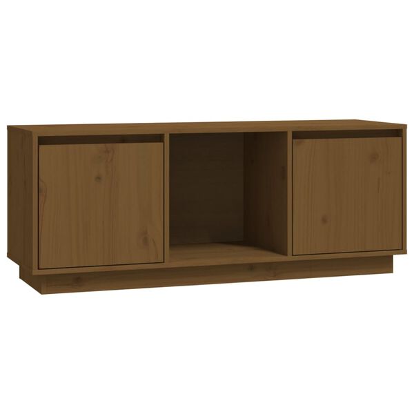 vidaXL tv-bord 110,5x35x44 cm massivt fyrretræ gyldenbrun