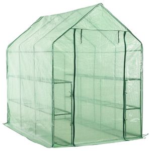 vidaXL drivhus med 12 hylder 143 x 214 x 196 cm st&aring;l