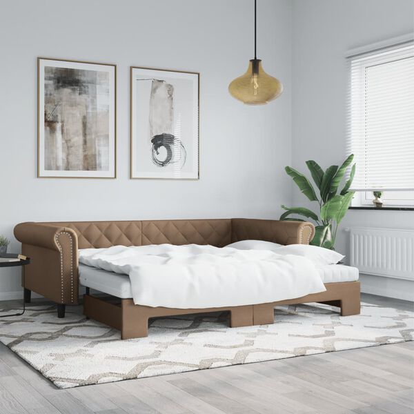 vidaXL daybed med udtræk og madrasser 90x200 cm kunstlæder cappuccino