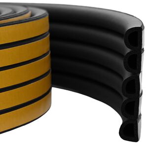 vidaXL Selvklebende vindues t&aelig;tningsb&aring;nd Sort 14 x 12 mm 25 m