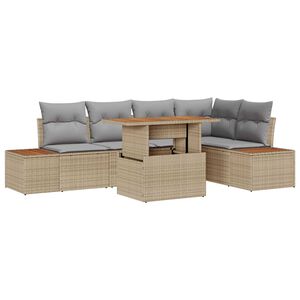 vidaXL Have Spisebordss&aelig;t med pude 6 pcs Beige og gr&aring;