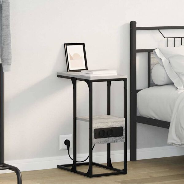 vidaXL Natskab Gr&aring; sonoma-eg 41.5 x 26 x 60.5 cm Konstrueret tr&aelig;