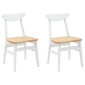 vidaXL Spisestole 2 stk. Massiv Gummitr&aelig; Hvid 42 x 47,5 x 81 cm