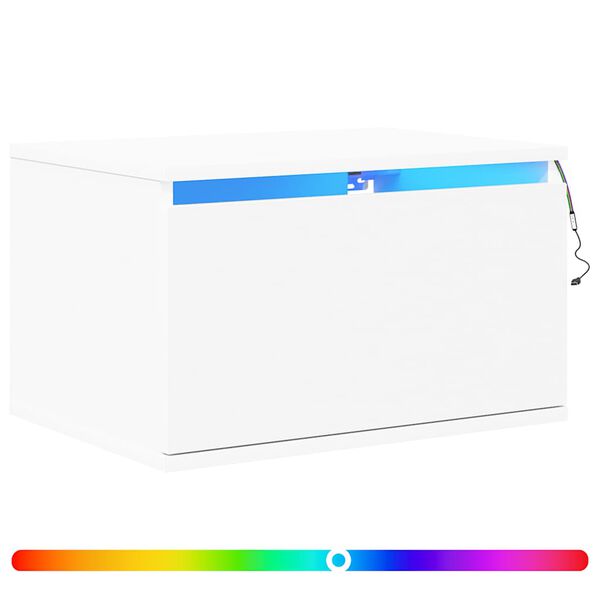 vidaxL v&aelig;gh&aelig;ngt sengebord med LED-lys hvid