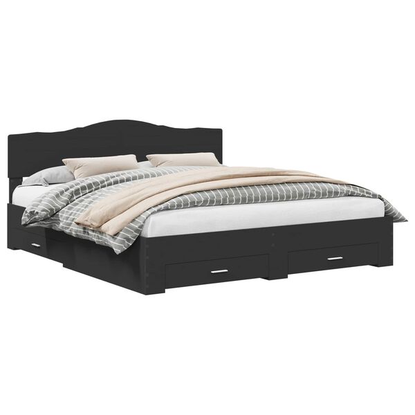 vidaXL Sengestel med hovedg&aelig;rde Sort 200 x 200 cm Konstrueret tr&aelig;