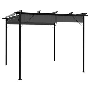 vidaXL pergola med sammenrulleligt tag 3x3 m 180 g/m&sup2; antracitgr&aring;