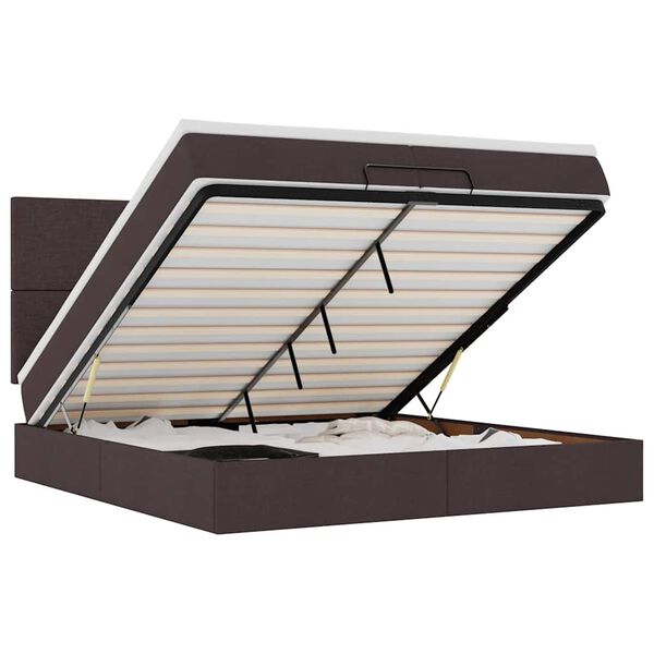 vidaXL osmannisk sengeramme med madrasser 200x200 cm stof m&oslash;rkebrun