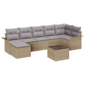 vidaXL Havesofa S&aelig;t med pude 8 pcs Beige Poly rattan