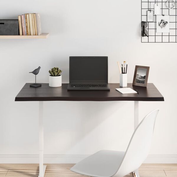 vidaXL bordplade 100x40x2 cm naturlig kant behandlet egetr&aelig; m&oslash;rkebrun