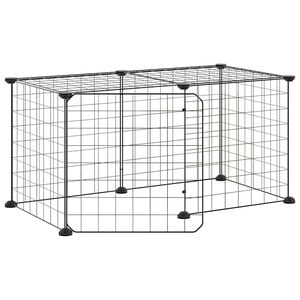 vidaXL 8-panels k&aelig;ledyrsindhegning med l&aring;ge 35x35 cm st&aring;l sort